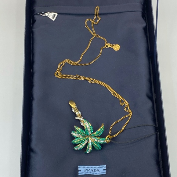 Prada Palm with Crystal in Bronze Necklace - Picture 6 of 13